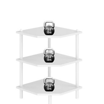 3 tier Corner Shelf Organizer Rustic Wood Desktop Storage Rack