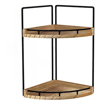2 tier Bathroom Counter Organizer,Vanity Counter Corner Shelf, Skincare, Wood Countertop Bathroom