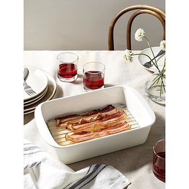 Great Ambitions 3-Pc Ceramic Baking Dish Set with Racks,Oven-Safe Lasagna Pan,White4.6QT,3.0QT,1,6QT