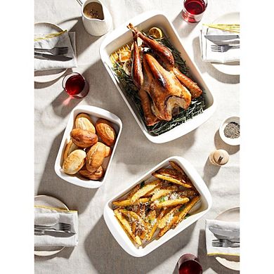 Great Ambitions 3-Pc Ceramic Baking Dish Set with Racks,Oven-Safe Lasagna Pan,White4.6QT,3.0QT,1,6QT
