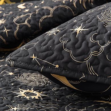 Quilt Set Full Queen Size Print 3 Piece,Lightweight Soft Coverlet Modern Style Bedspread Set