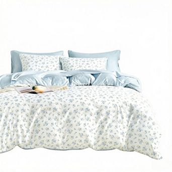 Duvet Cover Set, Floral Flower Shabby Chic Cute Aesthetic, Soft Lightweight Bedding 3Piece,Full Size