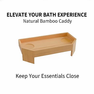 KSIZUIS Bamboo Hot Tub Tray with Phone Holder & Candle - Non-Slip Spa Accessory Gift