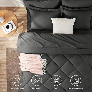 Comforter Set - Bed in a Bag Queen Size 7 Pieces, Luxury Soft Bed Set for All Seasons, Bedding Set