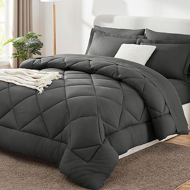 Comforter Set - Bed in a Bag Queen Size 7 Pieces, Luxury Soft Bed Set for All Seasons, Bedding Set
