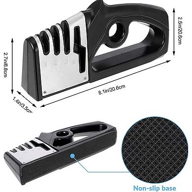 4 in 1 Knife Sharpener with Gloves Diamond Tungsten Ceramic Tool
