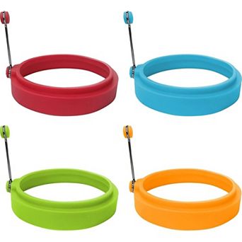 4 Pack Silicone Egg Rings Multicolor Nonstick Fry Egg Molds 4 Inch
