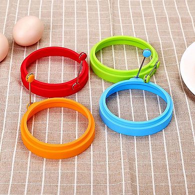 4 Pack Silicone Egg Rings Multicolor Nonstick Fry Egg Molds 4 Inch