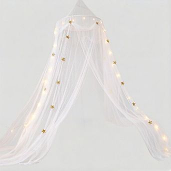 Bed Canopy with Lights,Star Curtains,Extra Large Dome Mosquito Net Canopy Twin Full Queen Size Bed