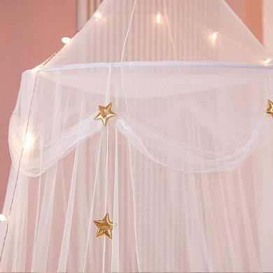 Bed Canopy with Lights,Star Curtains,Extra Large Dome Mosquito Net Canopy Twin Full Queen Size Bed
