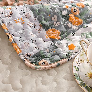 50"x 60" Quilted Throw Blanket- Microfiber Quilt Throw with Boho Patchwork Pattern, Reversible