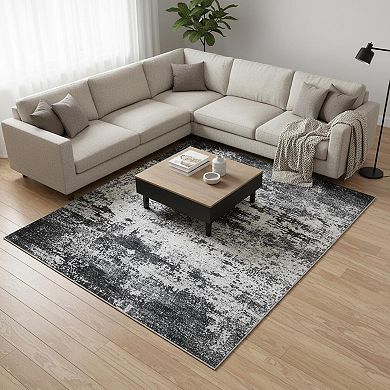 5x7 Area Rug Washable Modern Abstract Soft Non Slip Stain Resistant Indoor Floor Carpet