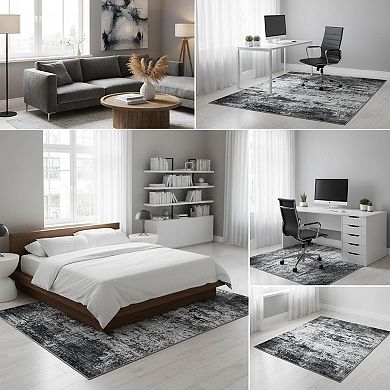 5x7 Area Rug Washable Modern Abstract Soft Non Slip Stain Resistant Indoor Floor Carpet