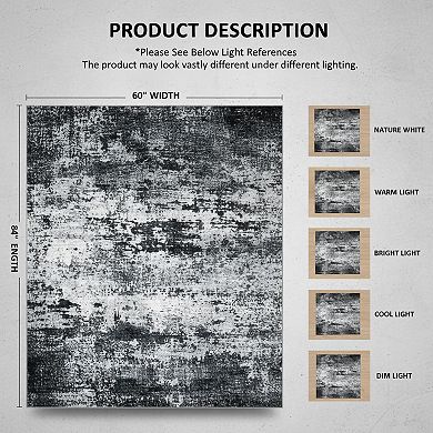 5x7 Area Rug Washable Modern Abstract Soft Non Slip Stain Resistant Indoor Floor Carpet