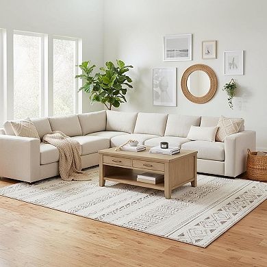 Boho Washable Non-Slip Area Rug Soft Low Pile for Living Room Bedroom Dining