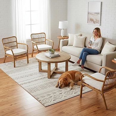 Boho Washable Non-Slip Area Rug Soft Low Pile for Living Room Bedroom Dining