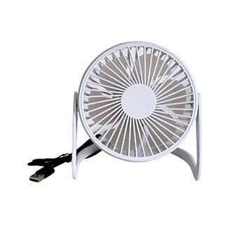 6 Inch USB Desk Fan Portable Quiet Adjustable Angle Home Office White