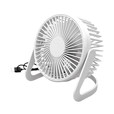6 Inch USB Desk Fan Portable Quiet Adjustable Angle Home Office White