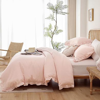Soft Fluffy Comforter Set 3PCS (1 Ruffled Blush Comforter Set and 2 Pillowcases) Vintage Bedding