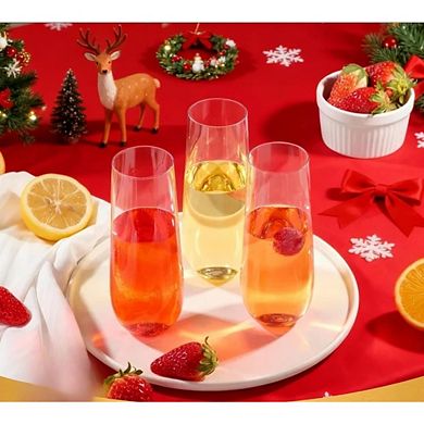 Great Ambitions 48-Pack 9oz Stemless Plastic Champagne Flutes, Clear Unbreakable Party Glasses