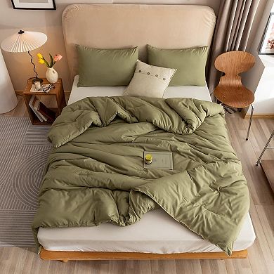 King Comforter Set , 3pcs (1 Boho Olive Cal King Comforter & 2 Pillowcases), All Season Bedding