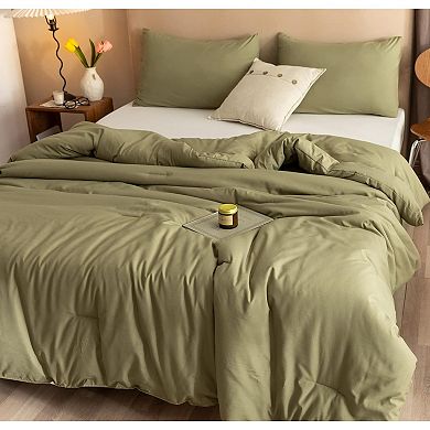 King Comforter Set , 3pcs (1 Boho Olive Cal King Comforter & 2 Pillowcases), All Season Bedding