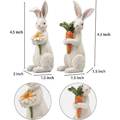 Easter Bunny Decorations Set of 2 Resin Rabbits with Carrot