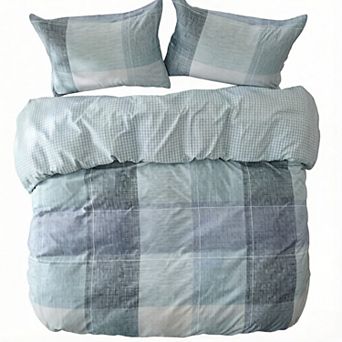 Duvet Cover Queen Size-Gingham Reversible Buffalo Plaid Duvet Cover Set with Zipper Closure,3 Pieces