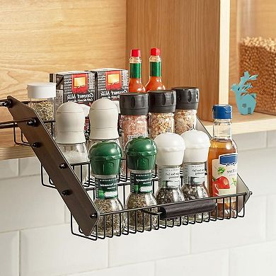 3 Tier Pull Down Spice Rack Cabinet Organizer Shelf with Metal Frame