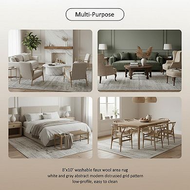 8x10 Washable Area Rug Anti-Skid Non-Shedding Abstract Modern Soft Low Pile Indoor Carpet