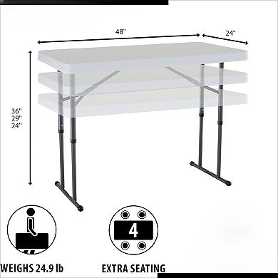 4ft Adjustable Height Folding Table, Commercial Grade for Multi-Purpose Use