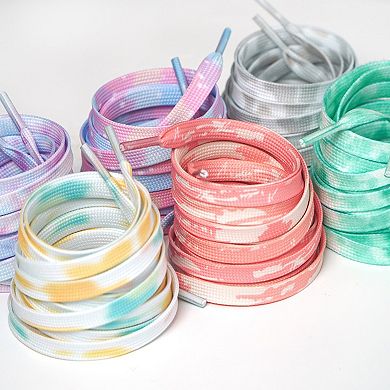 1 Pair Tie-Dye Flat Soft Shoelaces Shoestrings for Sneakers 55.1"