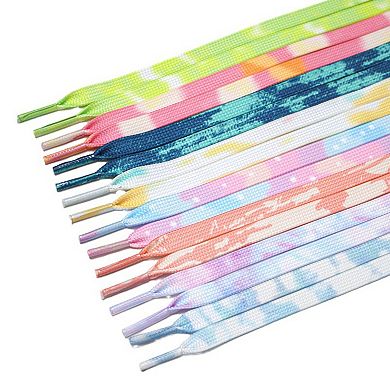 1 Pair Tie-Dye Flat Soft Shoelaces Shoestrings for Sneakers 55.1"