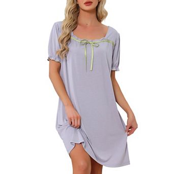 Women's Ruffle Nightgowns Ruffle Trim Cute Sleepshirts Nightshirt Midi Shorts Sleeve Sleep Dress