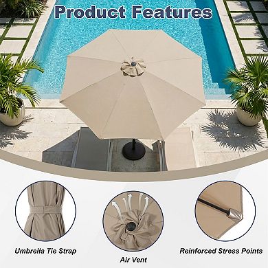 Aoodor Outdoor Patio Umbrella Replacement Canopy for 10 ft 8 Ribs Table Umbrella