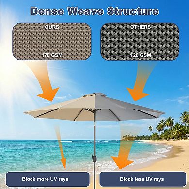 Aoodor Outdoor Patio Umbrella Replacement Canopy for 10 ft 8 Ribs Table Umbrella