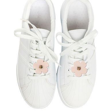 Faux Leather Flower Shoelace Charms 1 Pair