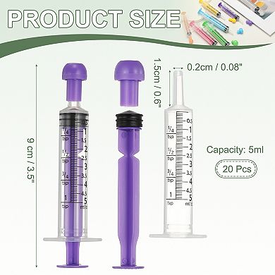 20Pcs With Cap Plastic Syringes for Liquid Pet Feeding