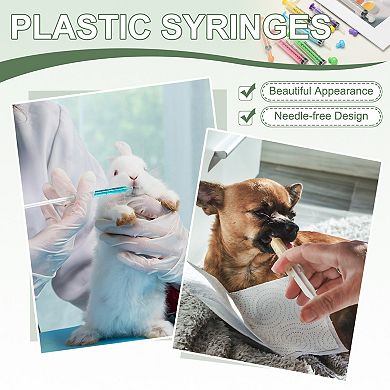 20Pcs With Cap Plastic Syringes for Liquid Pet Feeding