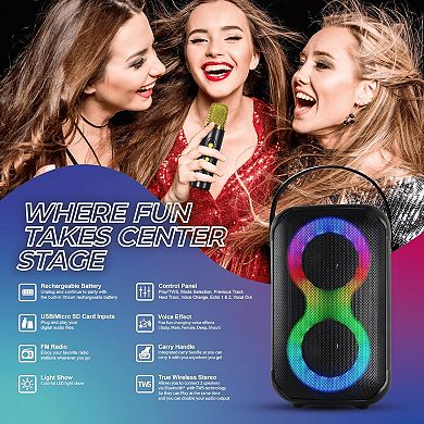 IQ Sound Karaoke Kraze 2x 4-Inch Portable Bluetooth Speaker
