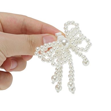 Cute Faux Pearl Bow Shoelace Charms 1 Pair White