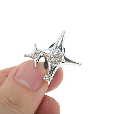 Double Star Shoelace Charms 1 Pair Silver Tone