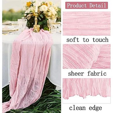 Cheesecloth Table Runner Boho Gauze Semi Sheer Soft Fabric 4 Pack