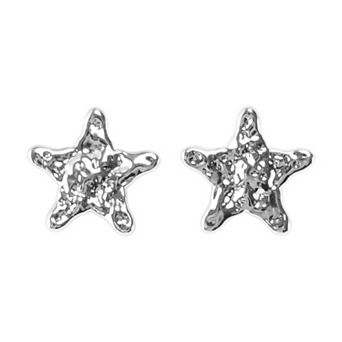 Textured Star Shoelace Charms 1 Pair Silver Tone