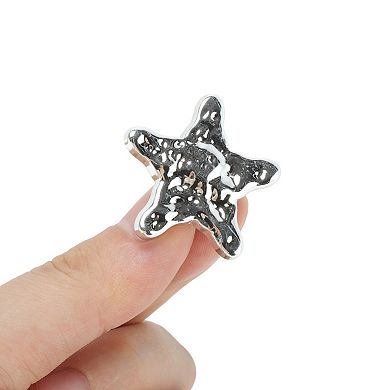 Textured Star Shoelace Charms 1 Pair Silver Tone