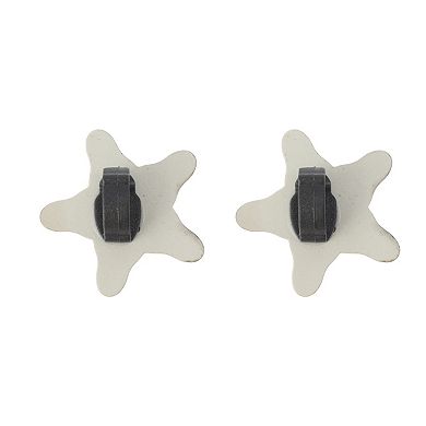 Textured Star Shoelace Charms 1 Pair Silver Tone