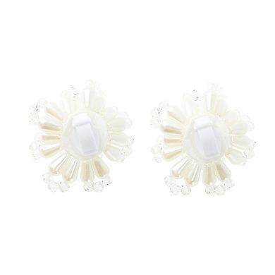 Pearl Flowers Shoelace Charms 1 Pair White