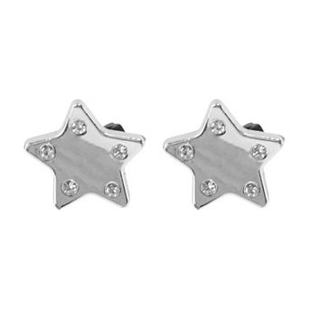 Five-Rhinestone Star Shoelace Charms 1 Pair Silver Tone