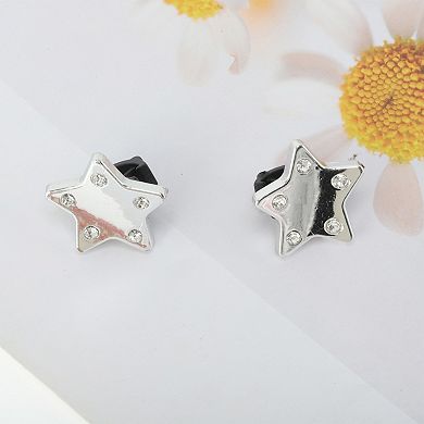 Five-Rhinestone Star Shoelace Charms 1 Pair Silver Tone