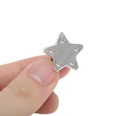 Five-Rhinestone Star Shoelace Charms 1 Pair Silver Tone